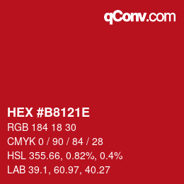 Color code: HEX #B8121E | qconv.com
