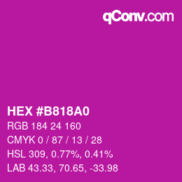 カラーコード: HEX #B818A0 | qconv.com