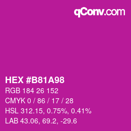 カラーコード: HEX #B81A98 | qconv.com