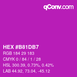 颜色代码: HEX #B81DB7 | qconv.com