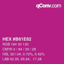 カラーコード: HEX #B81E82 | qconv.com