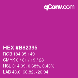 カラーコード: HEX #B82395 | qconv.com
