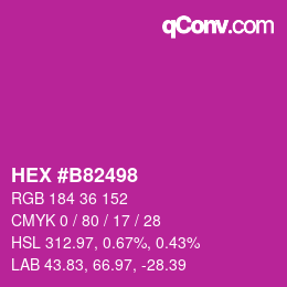 颜色代码: HEX #B82498 | qconv.com
