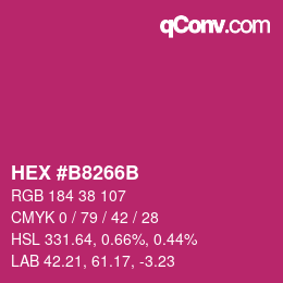颜色代码: HEX #B8266B | qconv.com