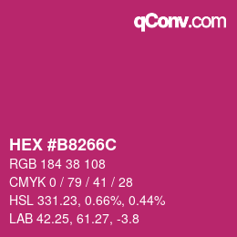 颜色代码: HEX #B8266C | qconv.com
