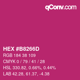 颜色代码: HEX #B8266D | qconv.com
