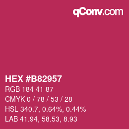颜色代码: HEX #B82957 | qconv.com