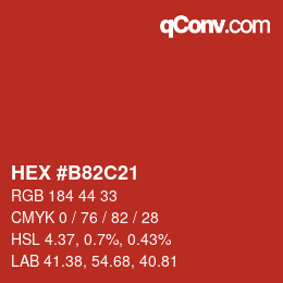 Color code: HEX #B82C21 | qconv.com