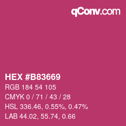 カラーコード: HEX #B83669 | qconv.com