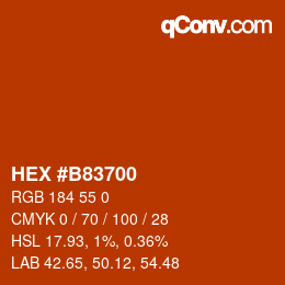 颜色代码: HEX #B83700 | qconv.com