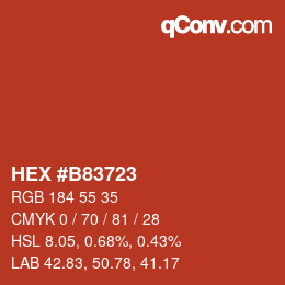 Farbcode: HEX #B83723 | qconv.com
