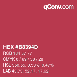 カラーコード: HEX #B8394D | qconv.com