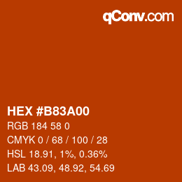 Color code: HEX #B83A00 | qconv.com