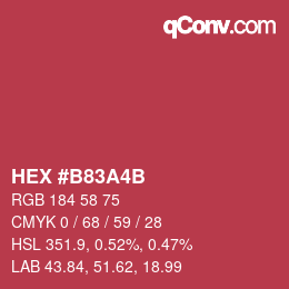 Code couleur: HEX #B83A4B | qconv.com