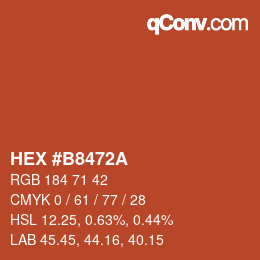 Color code: HEX #B8472A | qconv.com