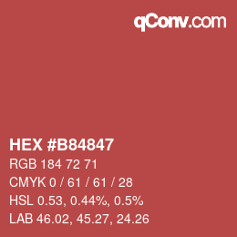 颜色代码: HEX #B84847 | qconv.com