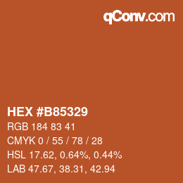颜色代码: HEX #B85329 | qconv.com