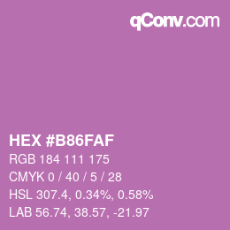 Farbcode: HEX #B86FAF | qconv.com
