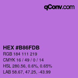 颜色代码: HEX #B86FDB | qconv.com