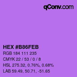 カラーコード: HEX #B86FEB | qconv.com