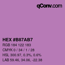 颜色代码: HEX #B87AB7 | qconv.com