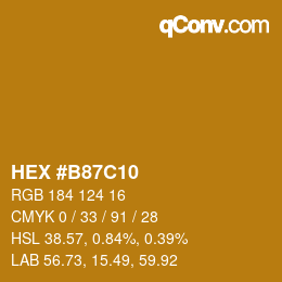 カラーコード: HEX #B87C10 | qconv.com