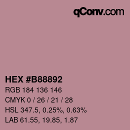 カラーコード: HEX #B88892 | qconv.com