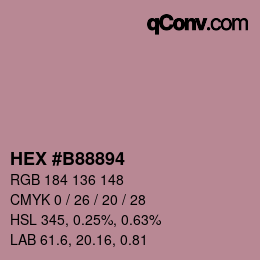 カラーコード: HEX #B88894 | qconv.com