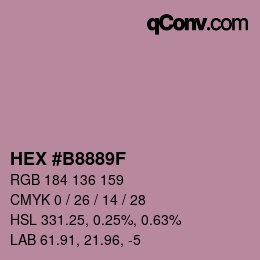 カラーコード: HEX #B8889F | qconv.com