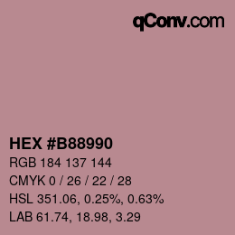 カラーコード: HEX #B88990 | qconv.com