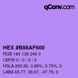 Farbcode: HEX #B88AF600 | qconv.com