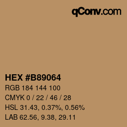 カラーコード: HEX #B89064 | qconv.com