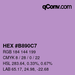 カラーコード: HEX #B890C7 | qconv.com