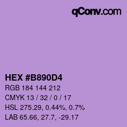 カラーコード: HEX #B890D4 | qconv.com