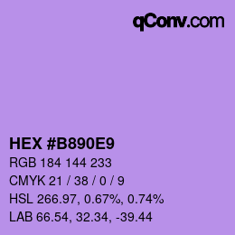 カラーコード: HEX #B890E9 | qconv.com