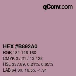 カラーコード: HEX #B892A0 | qconv.com