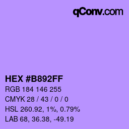 Color code: HEX #B892FF | qconv.com