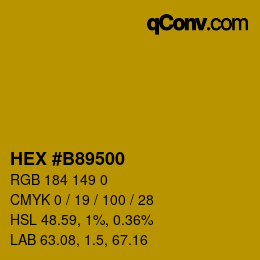 カラーコード: HEX #B89500 | qconv.com
