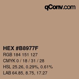 Color code: HEX #B8977F | qconv.com