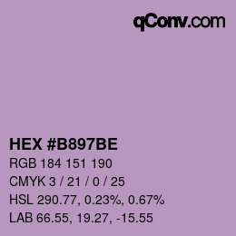 カラーコード: HEX #B897BE | qconv.com