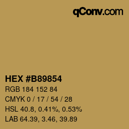 颜色代码: HEX #B89854 | qconv.com