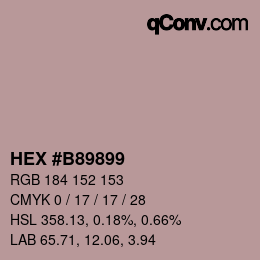 颜色代码: HEX #B89899 | qconv.com
