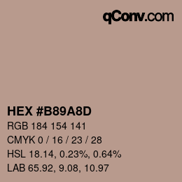 Color code: HEX #B89A8D | qconv.com