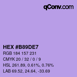 Farbcode: HEX #B89DE7 | qconv.com