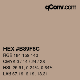 颜色代码: HEX #B89F8C | qconv.com