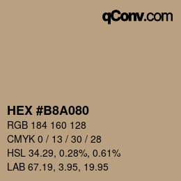 Color code: HEX #B8A080 | qconv.com