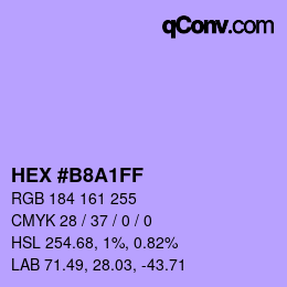 Color code: HEX #B8A1FF | qconv.com