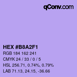 颜色代码: HEX #B8A2F1 | qconv.com