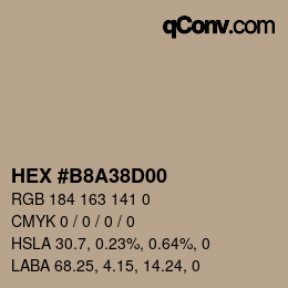 Color code: HEX #B8A38D00 | qconv.com