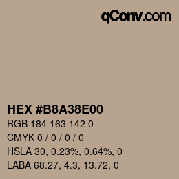 Color code: HEX #B8A38E00 | qconv.com